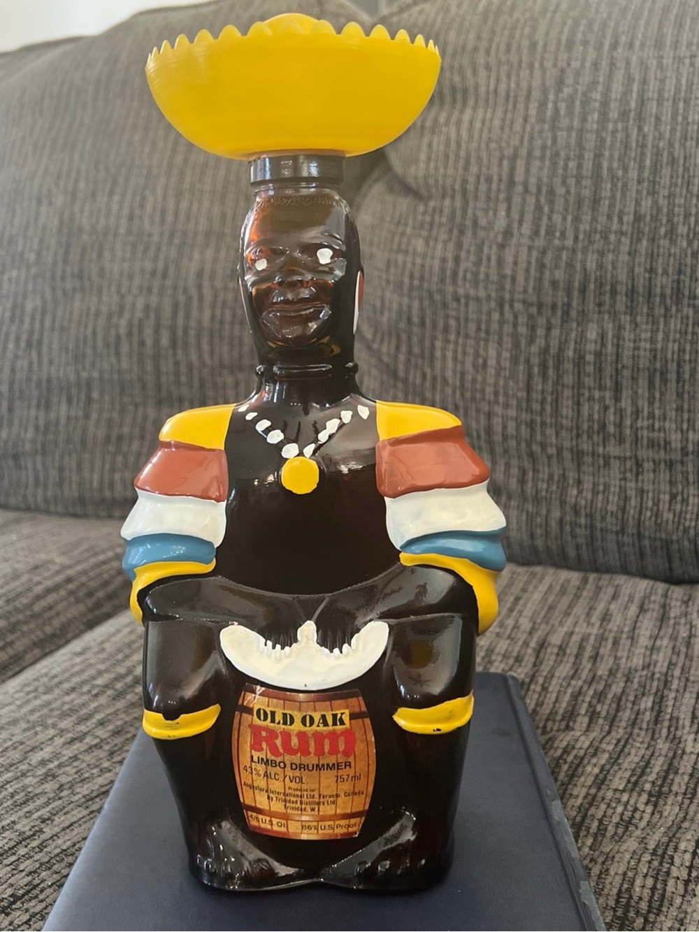 Vintage Angostura Old Oak Rum Limbo Drummer Trinidad Caribbean Bottle 70s Empt